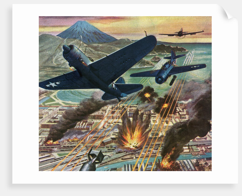 American Helldiver planes bombing Tokyo during World War II by Anonymous