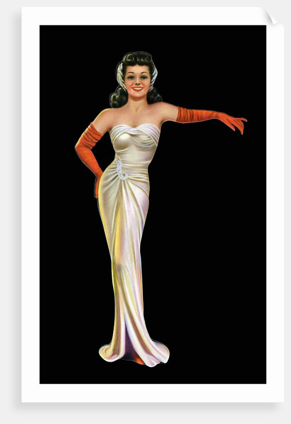 1950s pin-up of a woman in sleeveless gown by Anonymous