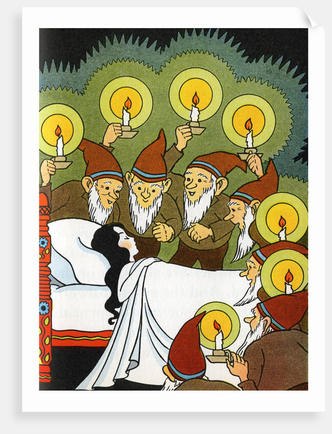 Snow White discovered by the seven dwarfs by Anonymous