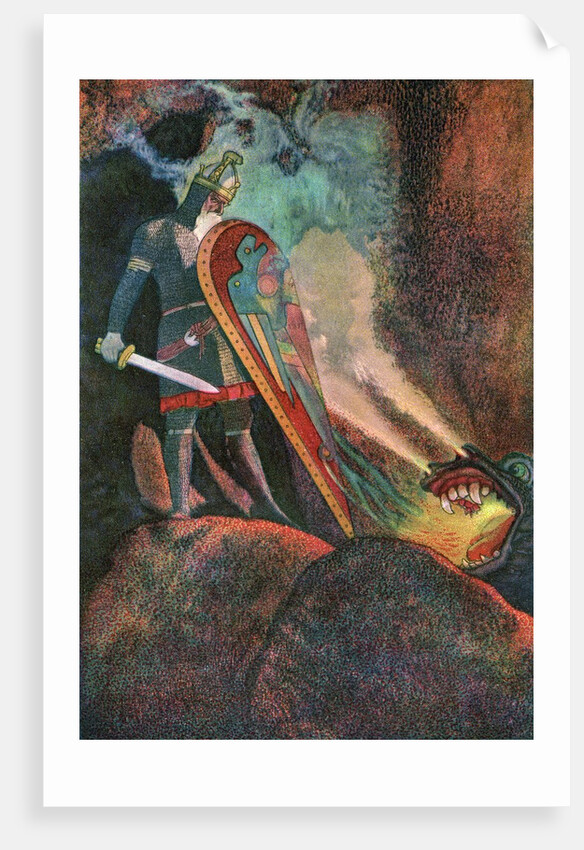 Beowulf battling the fire-breathing dragon by Anonymous