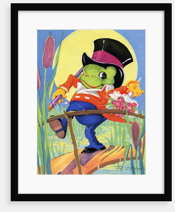 Frog holding bouquet by Anonymous