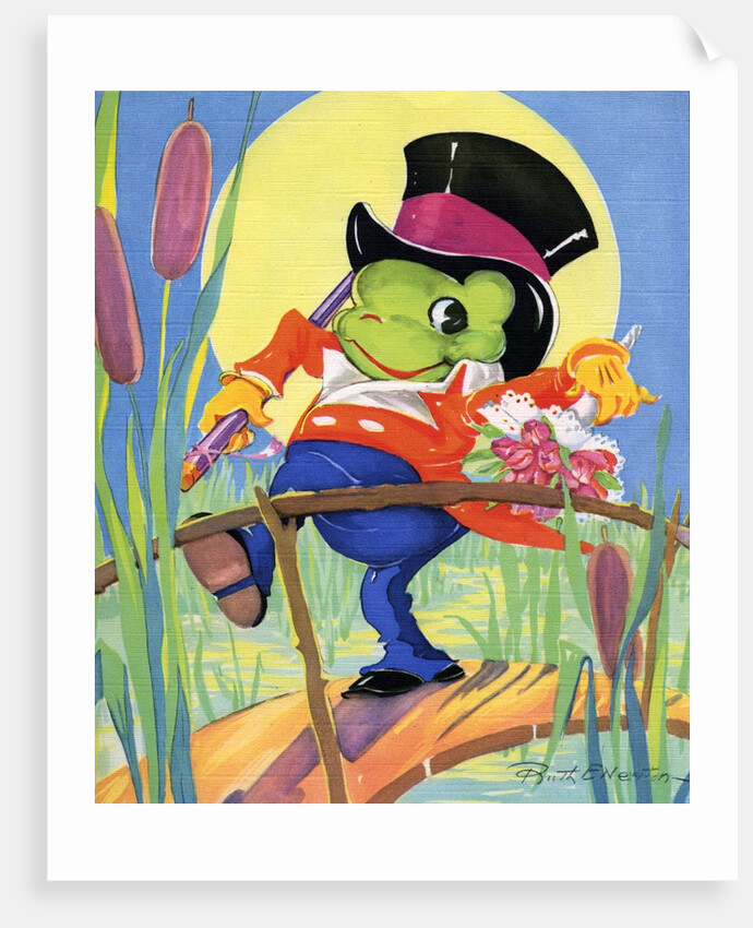 Frog holding bouquet by Anonymous