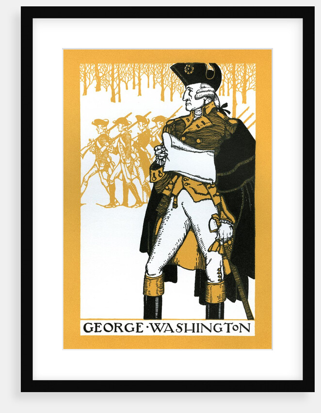 Portrait of George Washington with his troops by Anonymous