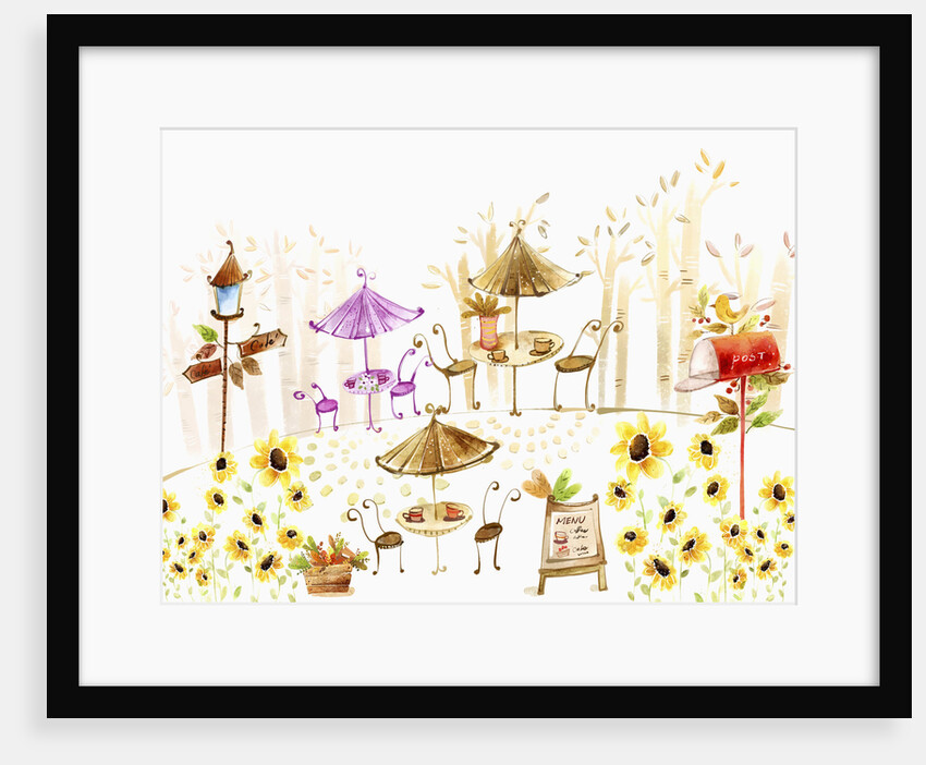 The image of café and flowers by Anonymous