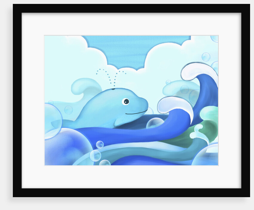 The image of blue whale with wave by Anonymous