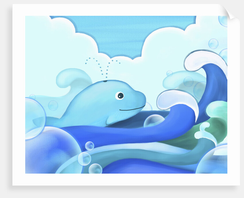 The image of blue whale with wave by Anonymous