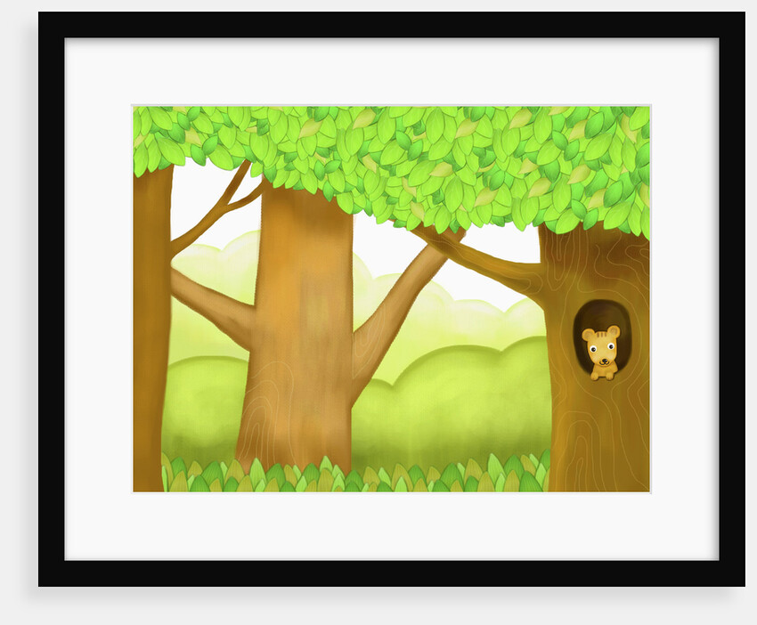The image of squirrel in the trunk of tree by Anonymous