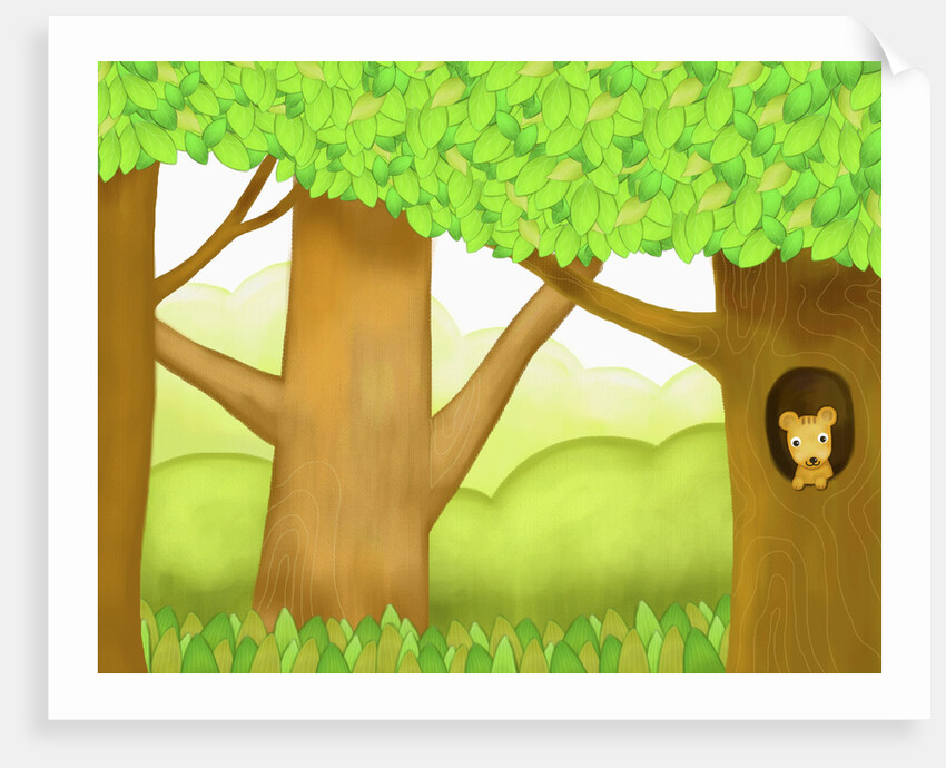 The image of squirrel in the trunk of tree by Anonymous