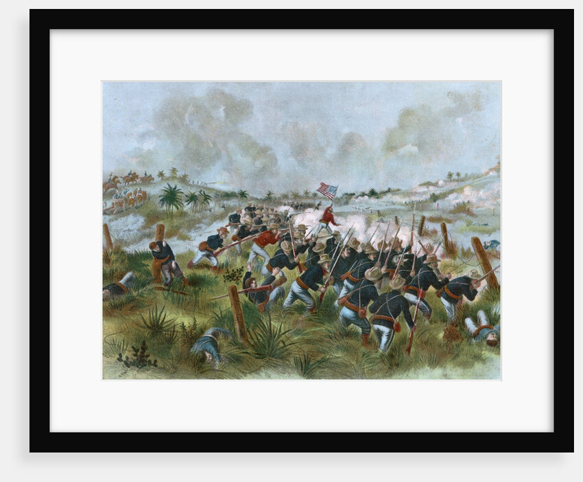 Teddy Roosevelt and the Rough Riders at the Battle of San Juan Hill by Anonymous