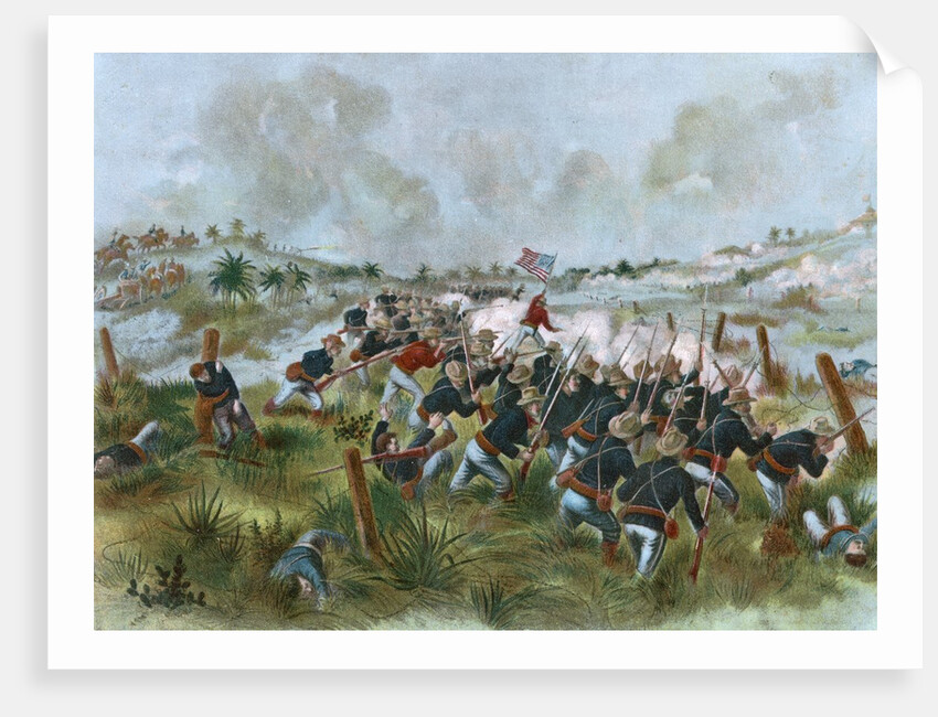 Teddy Roosevelt and the Rough Riders at the Battle of San Juan Hill by Anonymous