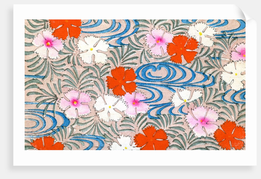 Woodblock print of carnation flowers by Anonymous