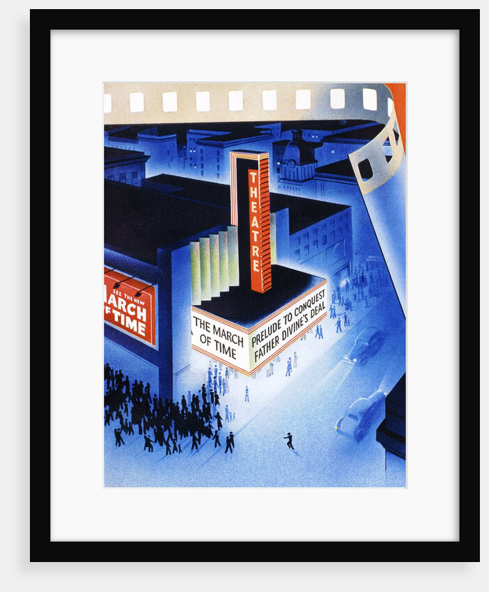 Art Deco movie theater on opening night by Anonymous