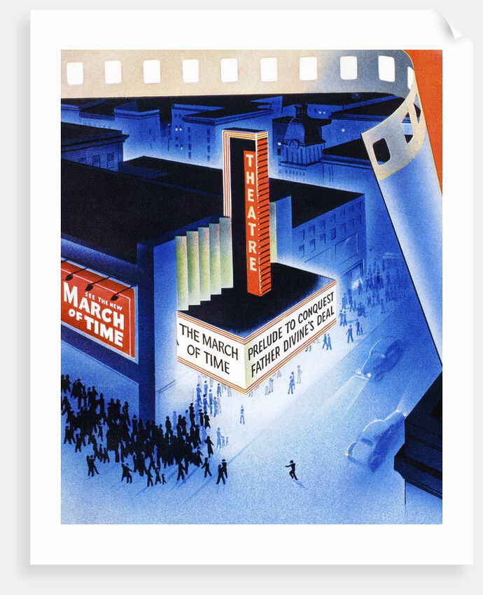 Art Deco movie theater on opening night by Anonymous