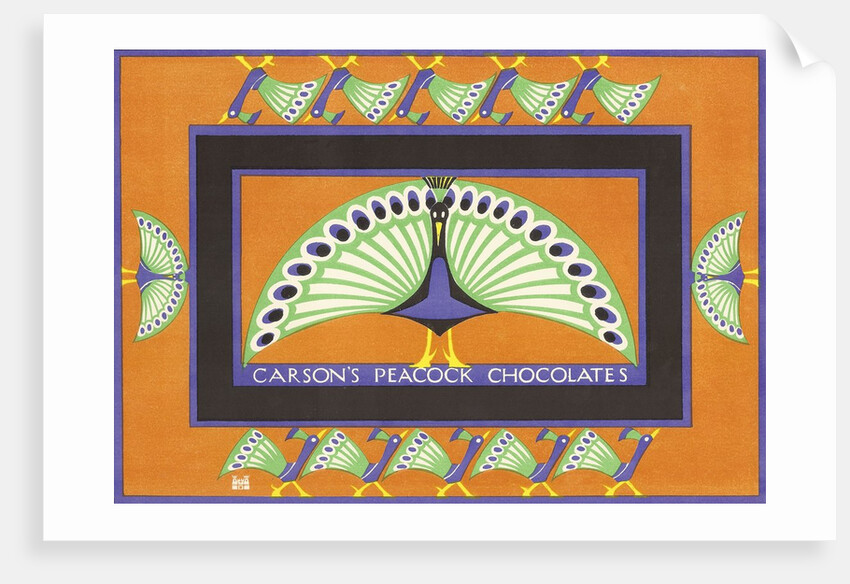 Vintage chocolate box with peacock design by Anonymous