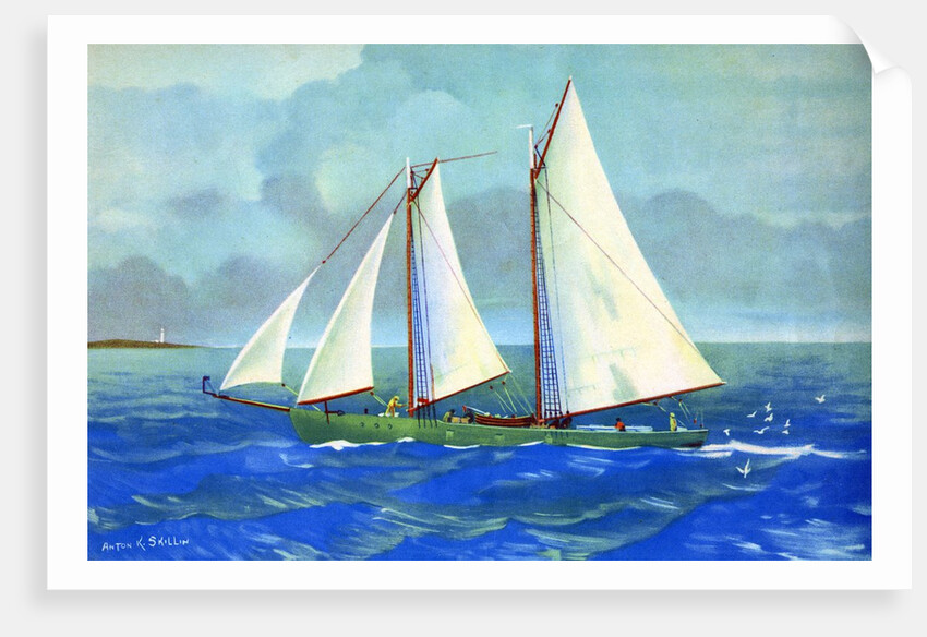 Fishing chooner off the coast of Gloucester by Anonymous