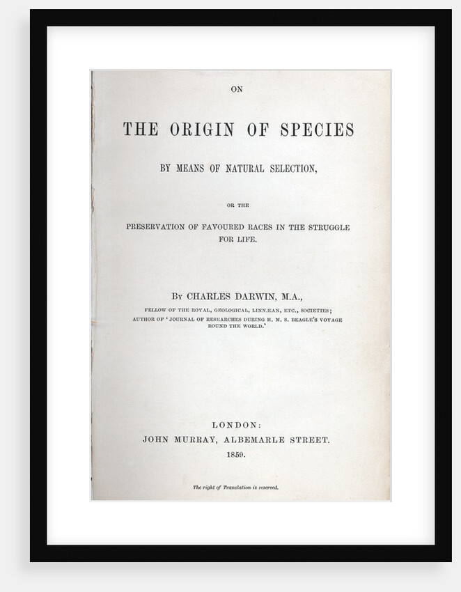 Title page of The Origin of Species by Charles Darwin