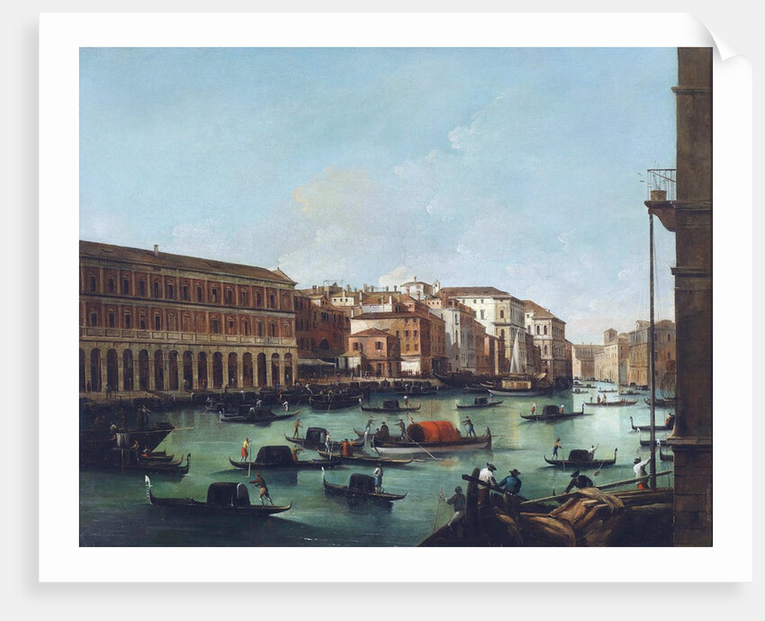 Grand Canal of Venice at the Rialto, with Gondolas by Giuseppe Bernardino Bison