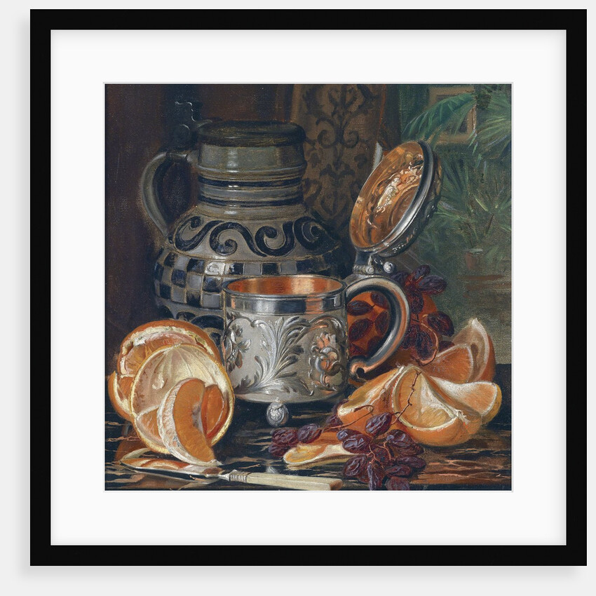 Still Life of Oranges with a Jug and Silver Tankard by Heinrich Andreas Sophus Petersen
