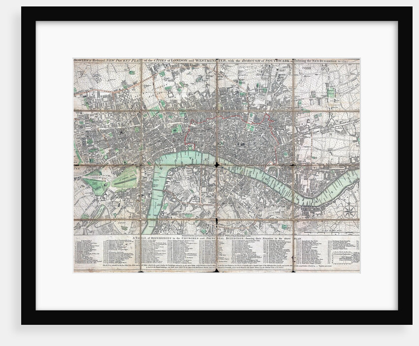 1795 folding 'pocket map' or street plan of London by Anonymous