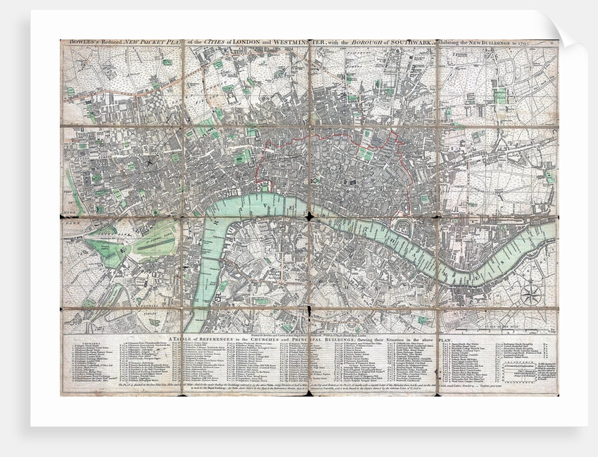 1795 folding 'pocket map' or street plan of London by Anonymous