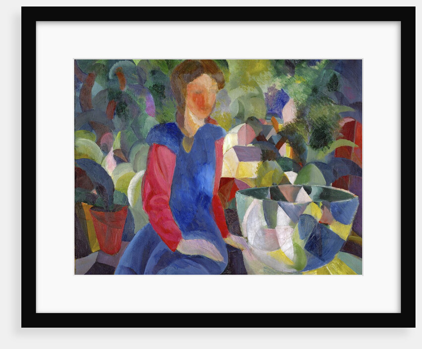 Woman with Fishbowl (Gemalde Madchen mit Fischglas) by August Macke