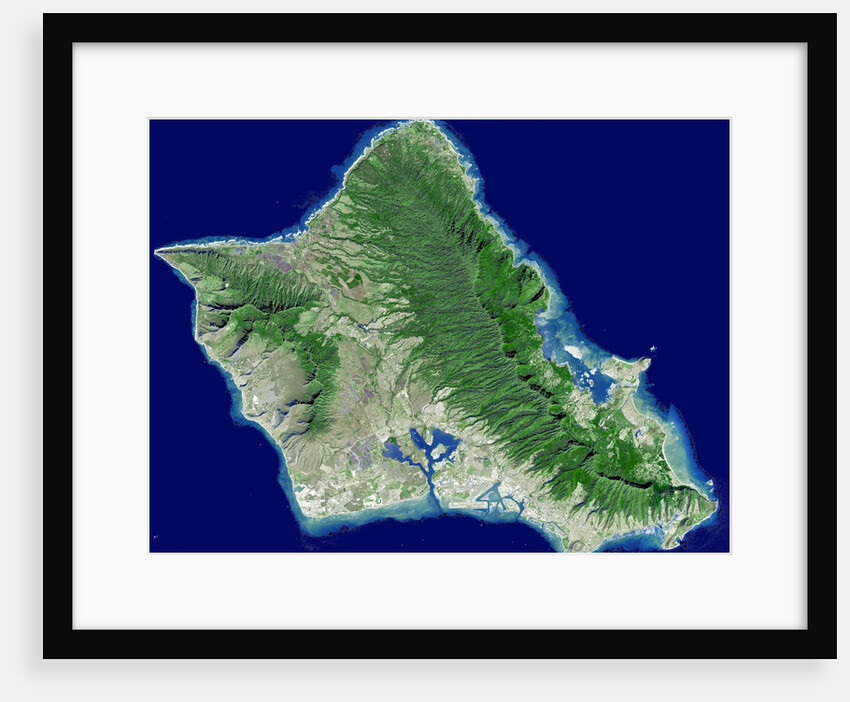 Satellite view of Oahu, Hawaii, USA by Anonymous