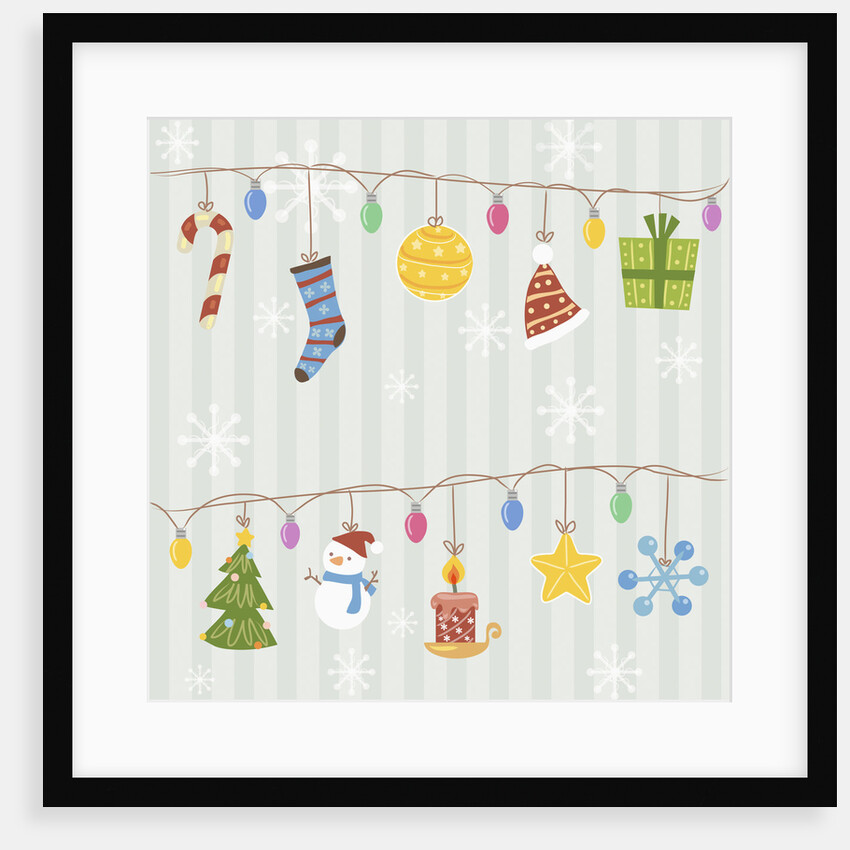 Christmas with decorations with gray background by Anonymous