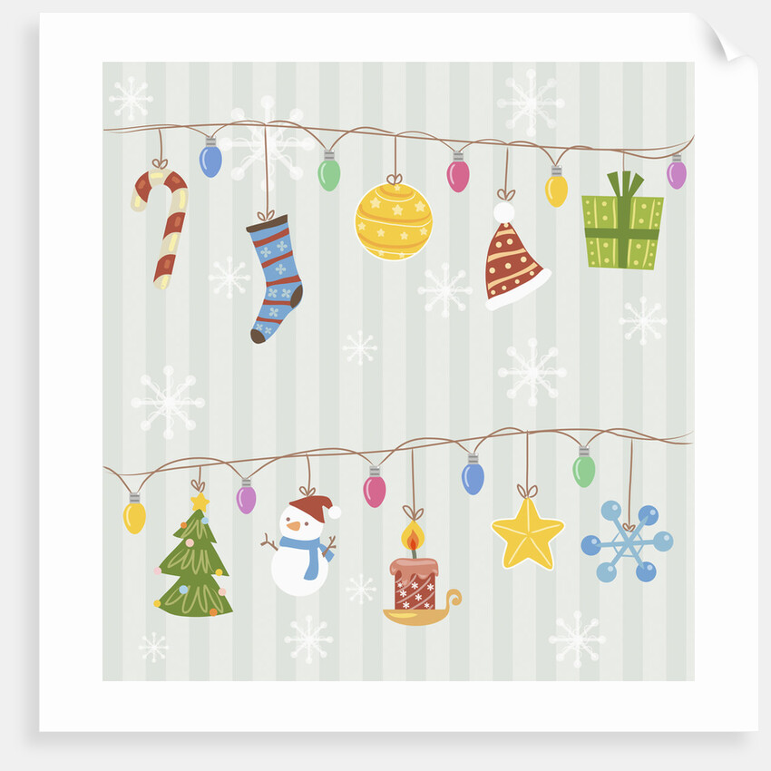 Christmas with decorations with gray background by Anonymous