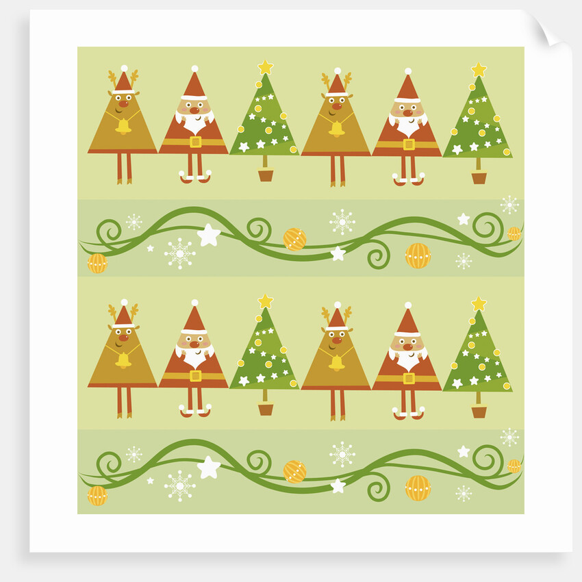 Christmas with santa, rudolph trees by Anonymous