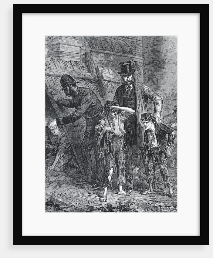 Victorian London. Police and School Board inspectors finding vagrant children by Anonymous