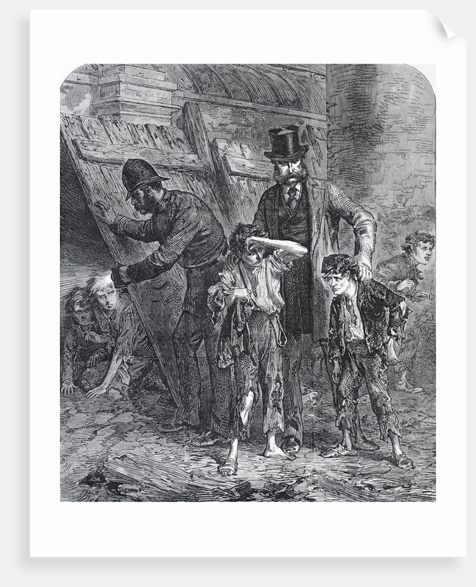 Victorian London. Police and School Board inspectors finding vagrant children by Anonymous