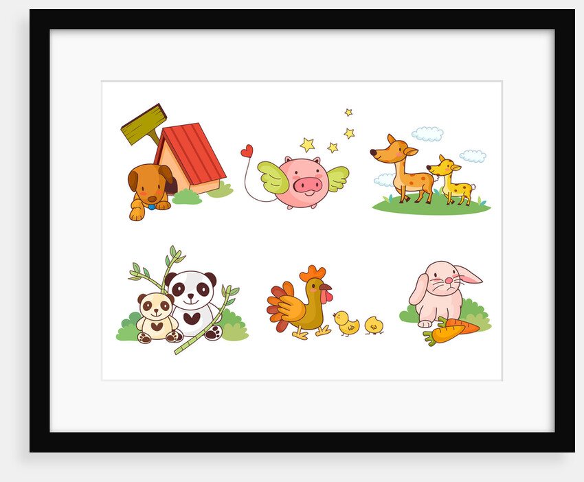 Illustration of animals against white background by Anonymous