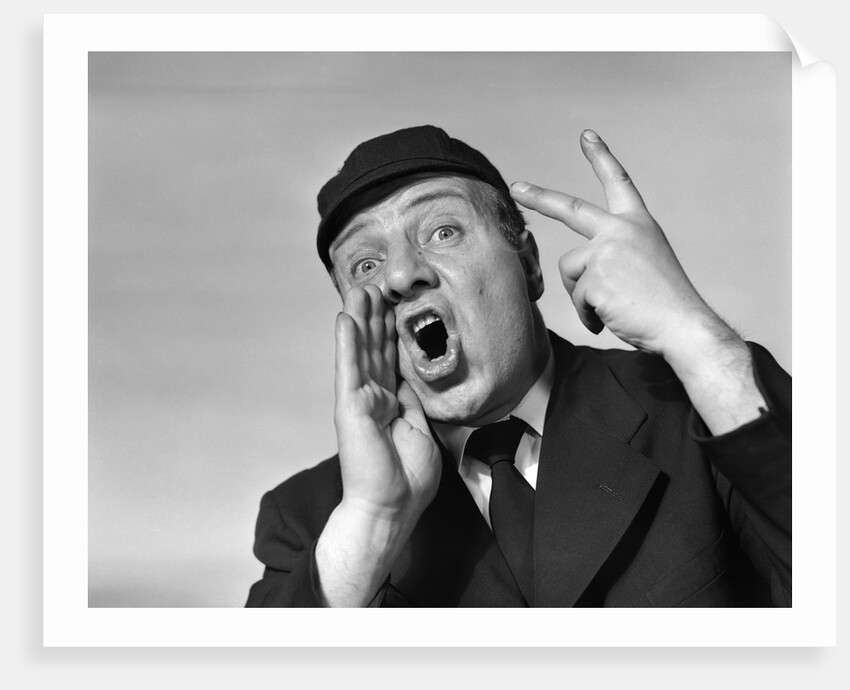 1950s baseball umpire calling a ball or a strike or an out looking at camera by Anonymous