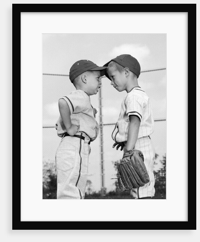 1960s two boys playing baseball arguing by Anonymous