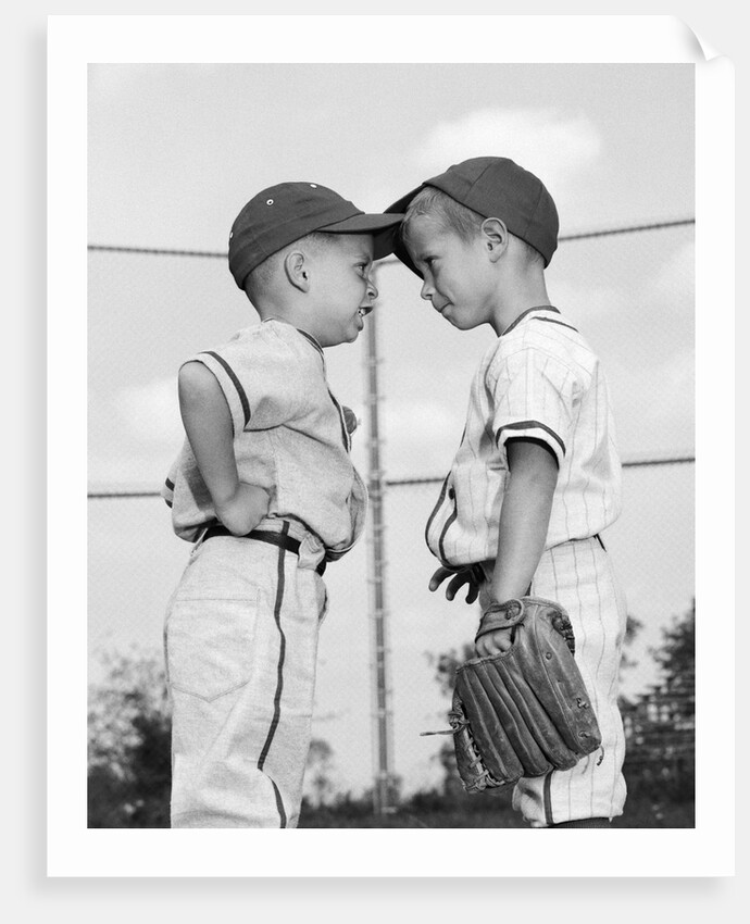 1960s two boys playing baseball arguing by Anonymous