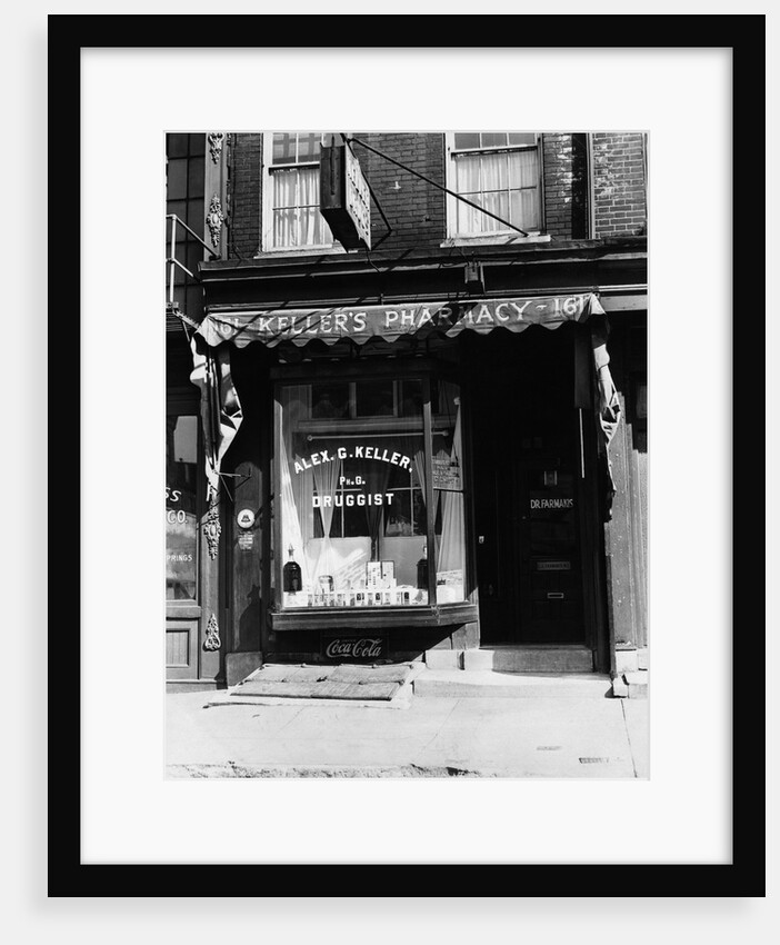 1930s pharmacy storefront by Anonymous