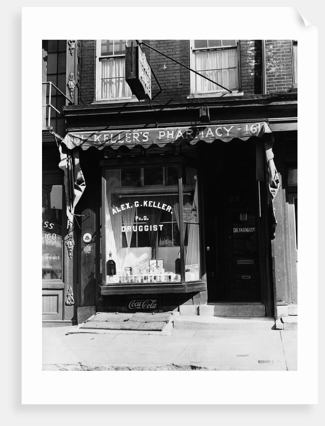 1930s pharmacy storefront by Anonymous