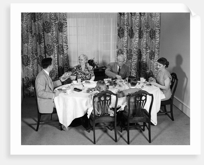 1950s three generation family dinner by Anonymous