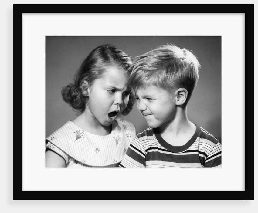 1950s boy and girl arguing head to head by Anonymous