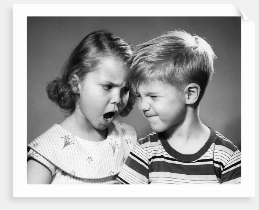 1950s boy and girl arguing head to head by Anonymous