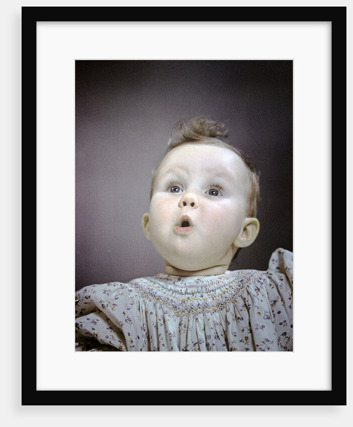 1940s 1950s portrait baby cute facial expression of awe wonder surprise by Anonymous