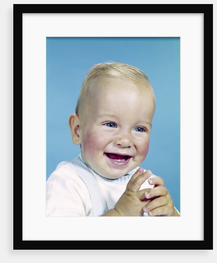 1950s 1960s happy laughing blond baby boy by Anonymous