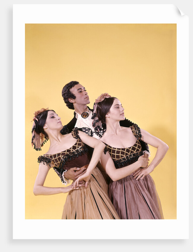 1970s spanish ballet dancer man two women costumes posed together by Anonymous