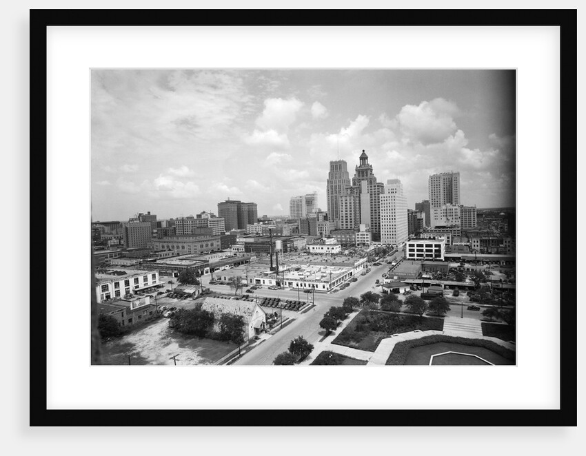 1940s skyline of business district of houston texas from city hall by Anonymous