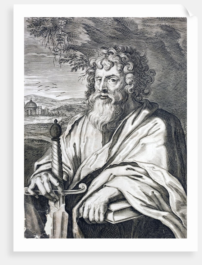Saint Paul. An engraving by Gaspar Hubern of an original by Peter Paul Rubens
