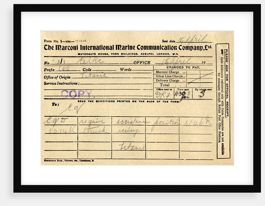 Message from the RMS <Titanic> by Anonymous