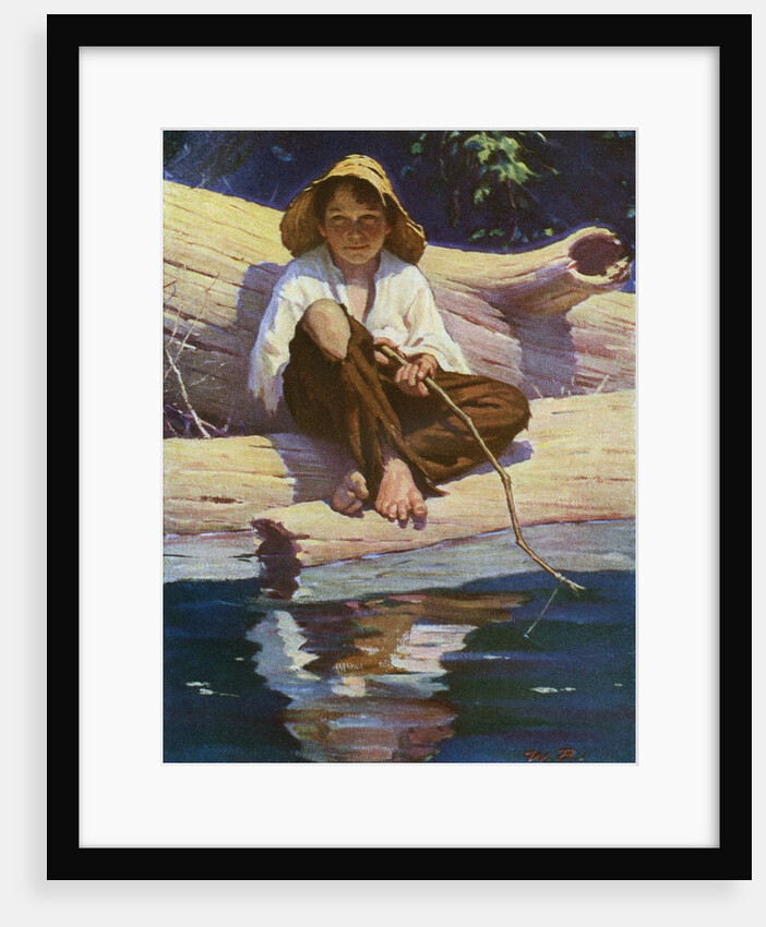 Huckelberry Finn fishing by Anonymous