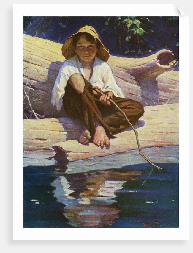 Huckelberry Finn fishing by Anonymous