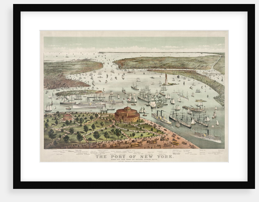 The Port of New York - Birds Eye View from the Battery, Looking South by Currier & Ives