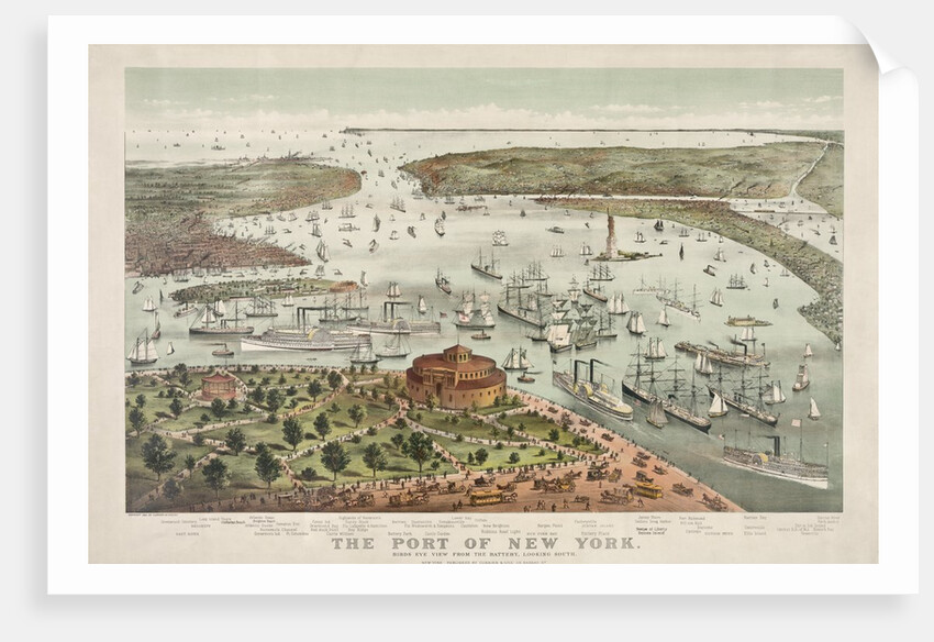 The Port of New York - Birds Eye View from the Battery, Looking South by Currier & Ives